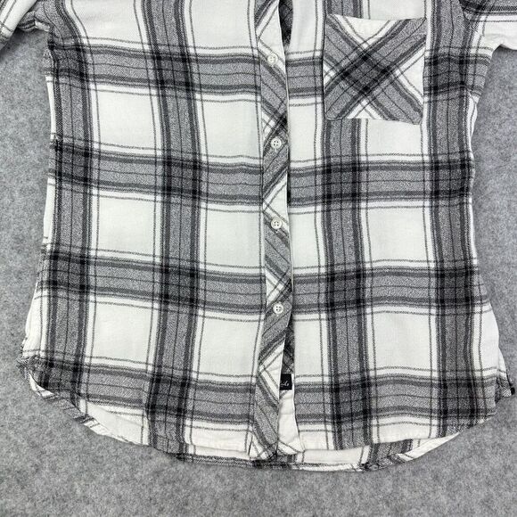 Rails Flannel Shirt Womens Small Black White Plaid Button Front Pocket Soft LS* - Picture 3 of 14